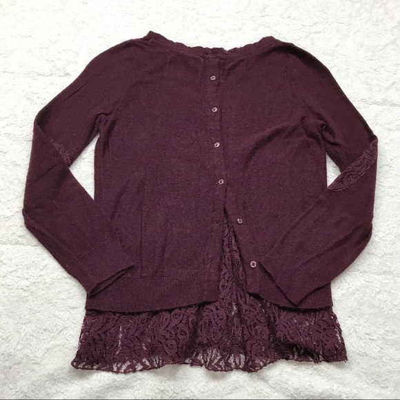 Anthropologie Angel Of The North Plum Lace Sweater - Picture 7 of 10